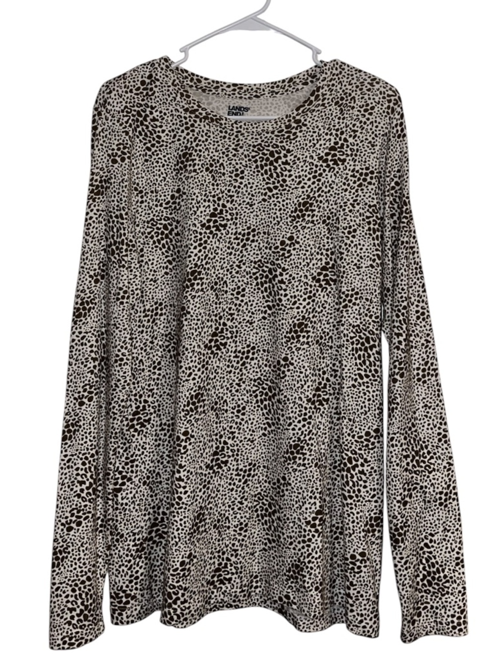 Lands’ End Women’s Animal Print Long Sleeve Casual Shirt MT